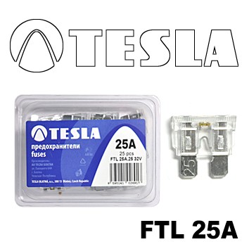 Плоский предохранитель ATO с индикатором LED FTL  25A Tesla арт. FTL0.025.010
