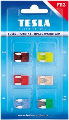 MINI плоские предохранители арт. 12шт - блистер Tesla арт. F113.000.000