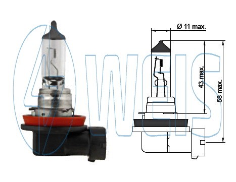 12V Галогенная лампа H11+50% Tesla арт. B31101