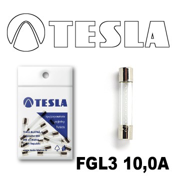 Стеклянный предохранитель FGL3 10A Tesla арт. FGL3.100.010