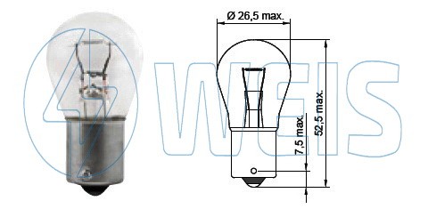 12V Автомобильная лампа P21W Tesla арт. B52101