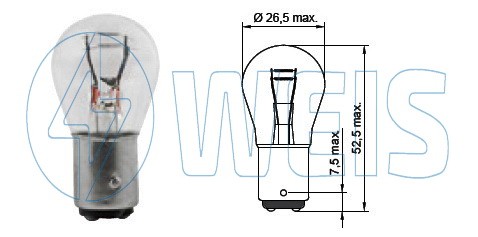 12V Автомобильная лампа P21/5W Tesla арт. B52201