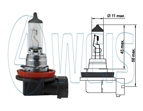 12V Галогенная лампа H8+50% Tesla арт. B30801