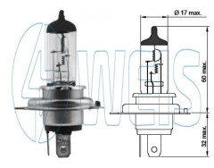 12V Галогенная лампа H4+50%. Tesla арт. B30401